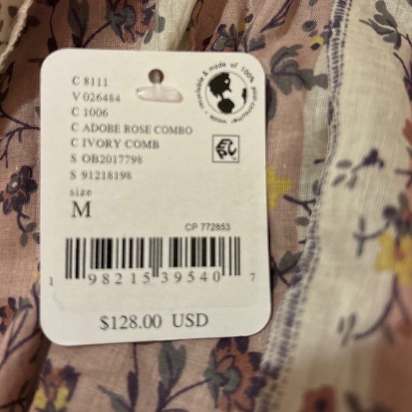 Free People Floral Puff Sleeve Top - Pink and Cream - Picture 7 of 10